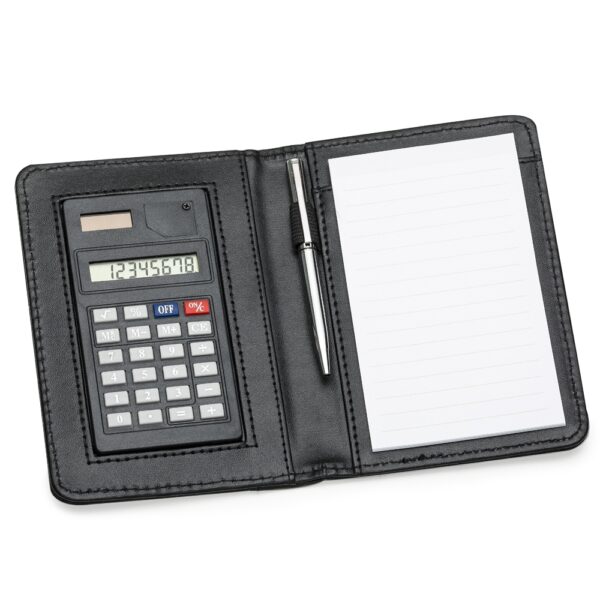 Bloco de Anotações de couro sintético com Calculadora e Caneta - Image 5